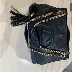 Gucci Soho Black GG Logo Leather Chain Bag